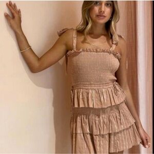 House of Harlow 1960 Smocked Ruffle Sundress